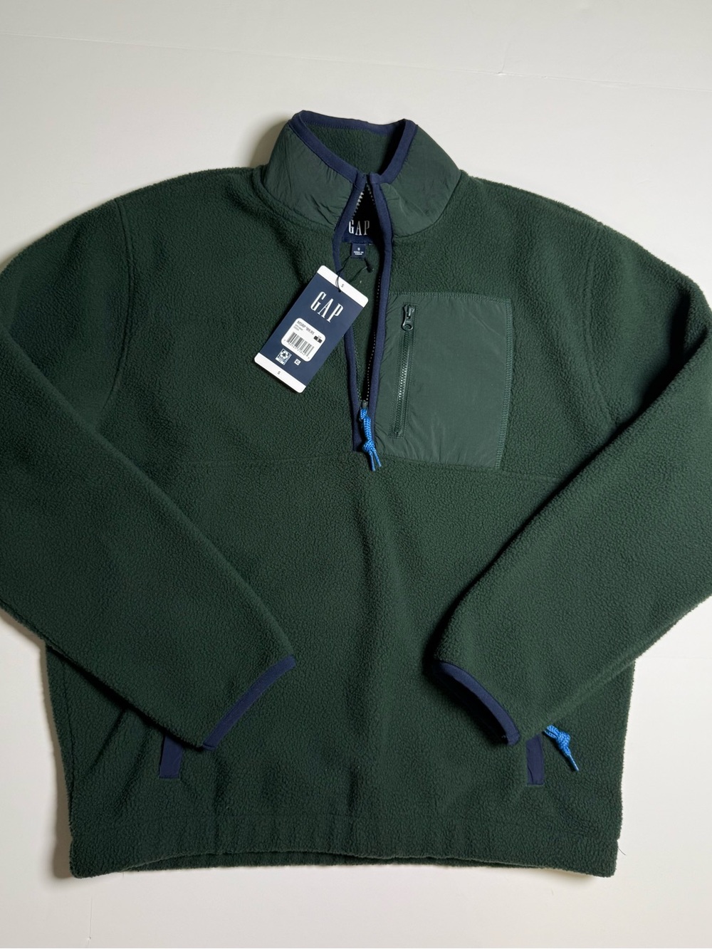 NWT GAP Men’s Forest Green Fleece 1/2 Zip Mock Neck Pullover Sweatshirt S Casual